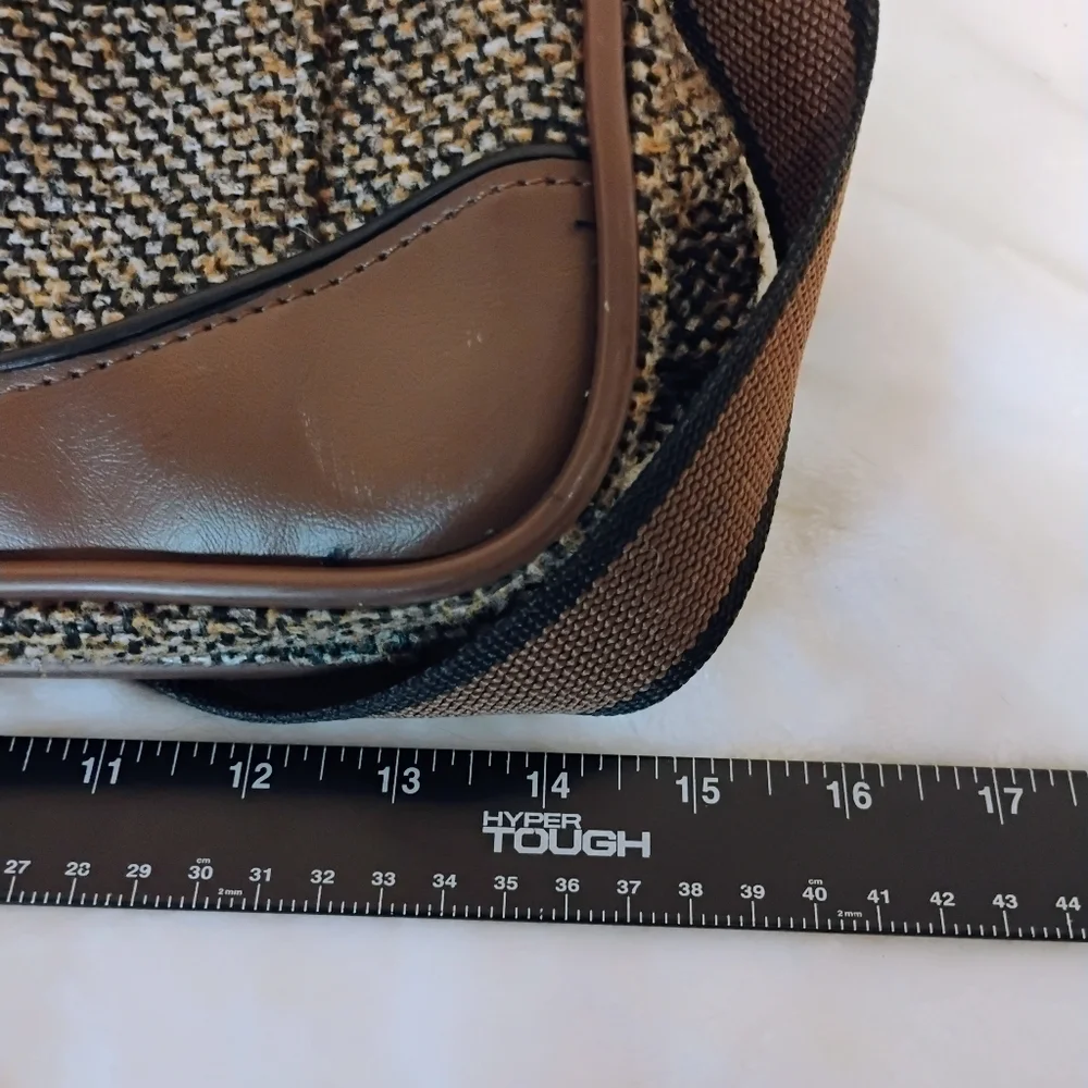 Vtg American‎ Tourister Tweed Brown Shoulder Bag Carry On Luggage 3 Compartment